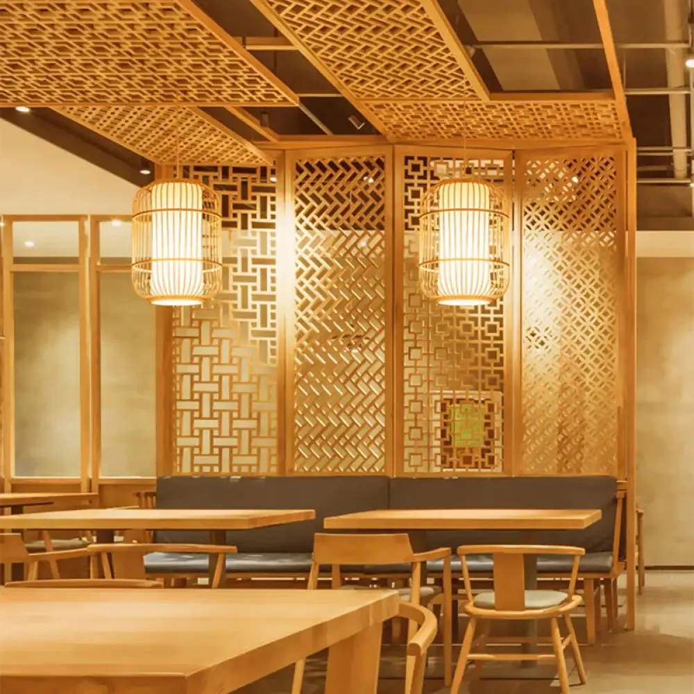 Bamboo Birdcage Pendant Light - Minimalist Design for Restaurants and Ceilings