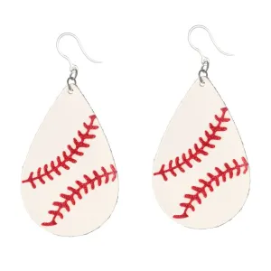 Baseball Stitch Earrings (Teardrop Dangles)