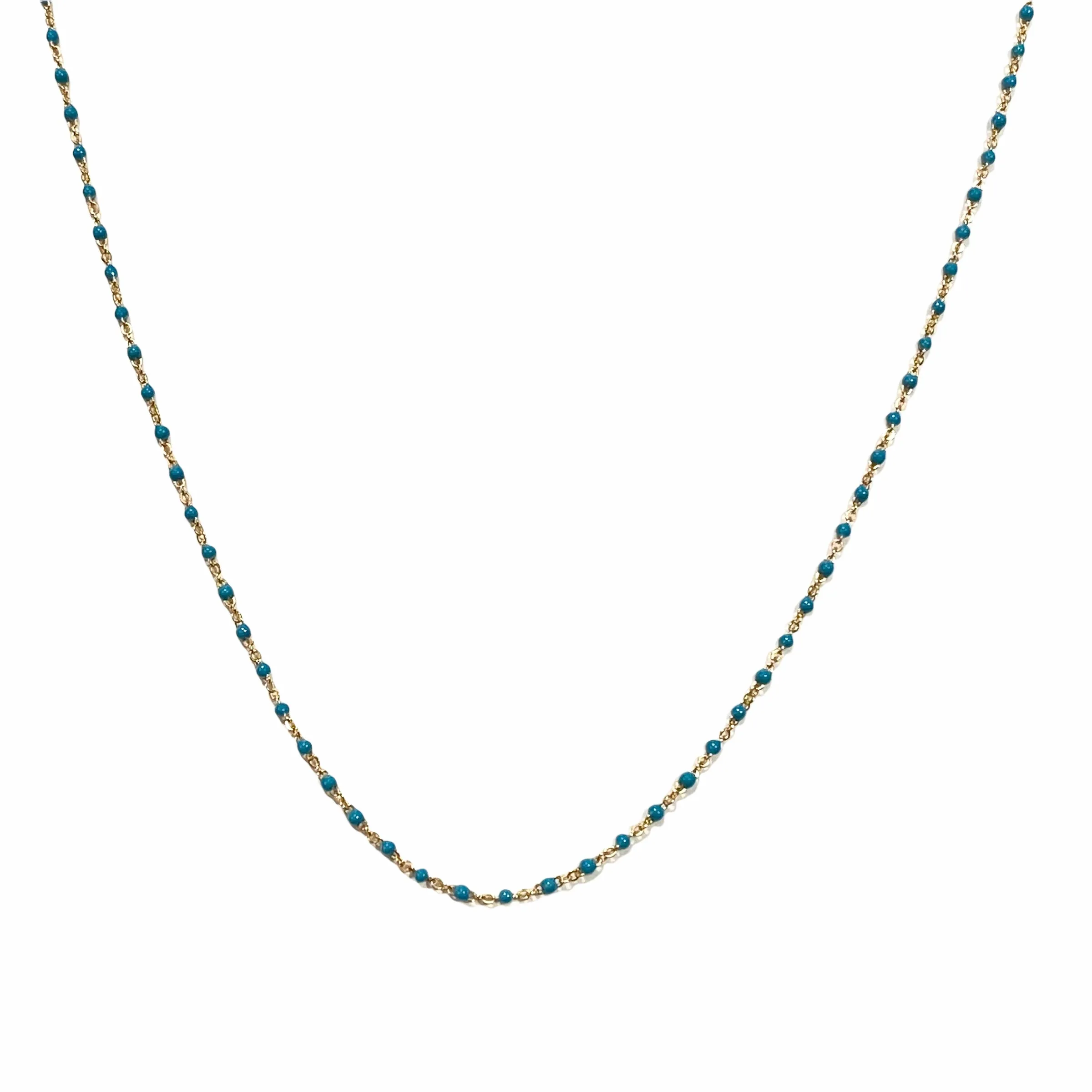 Beaded Color Enamel Chain Necklace