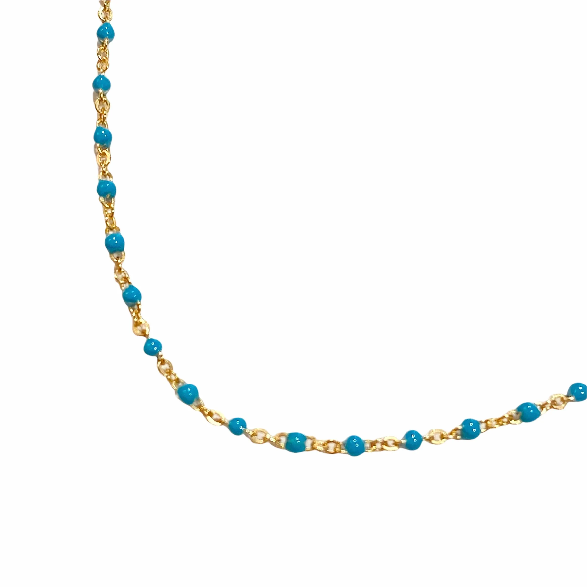 Beaded Color Enamel Chain Necklace