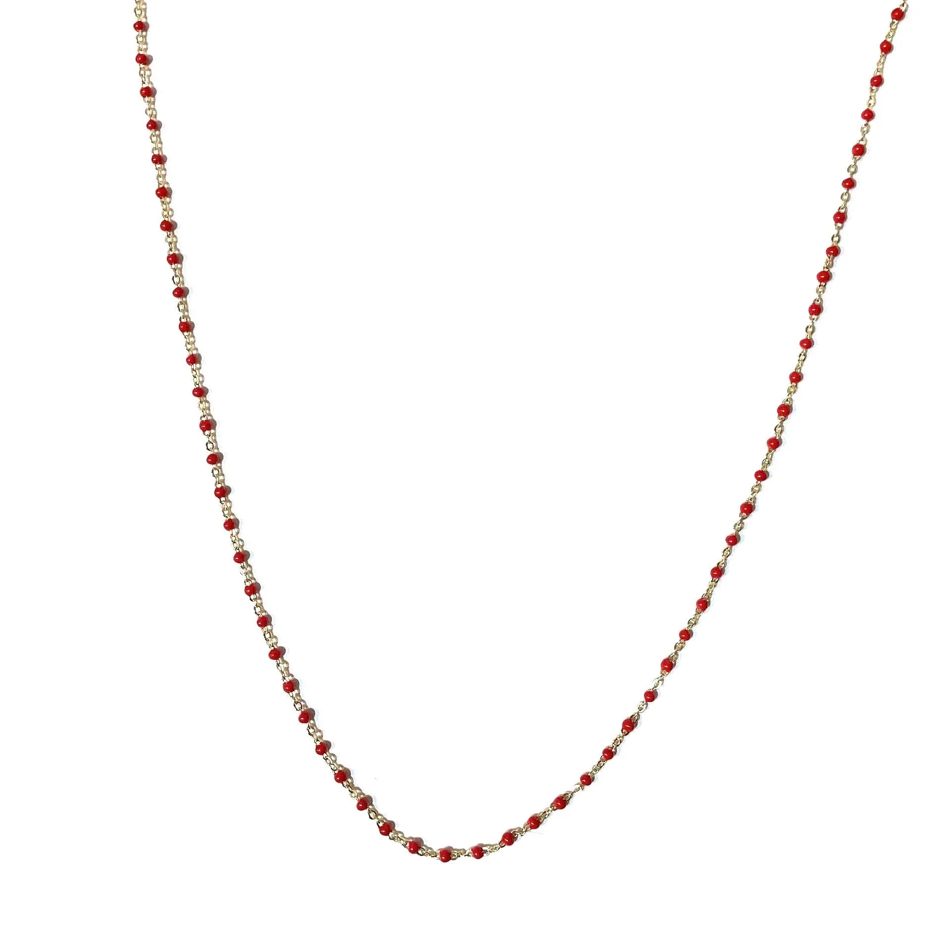 Beaded Color Enamel Chain Necklace