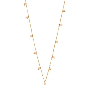 Beaded Pearl Necklace Rose Gold