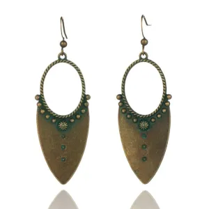 Beautiful Bohemian Tribal Drop Earrings. Available in Antique Gold, Bronzed, and Patina