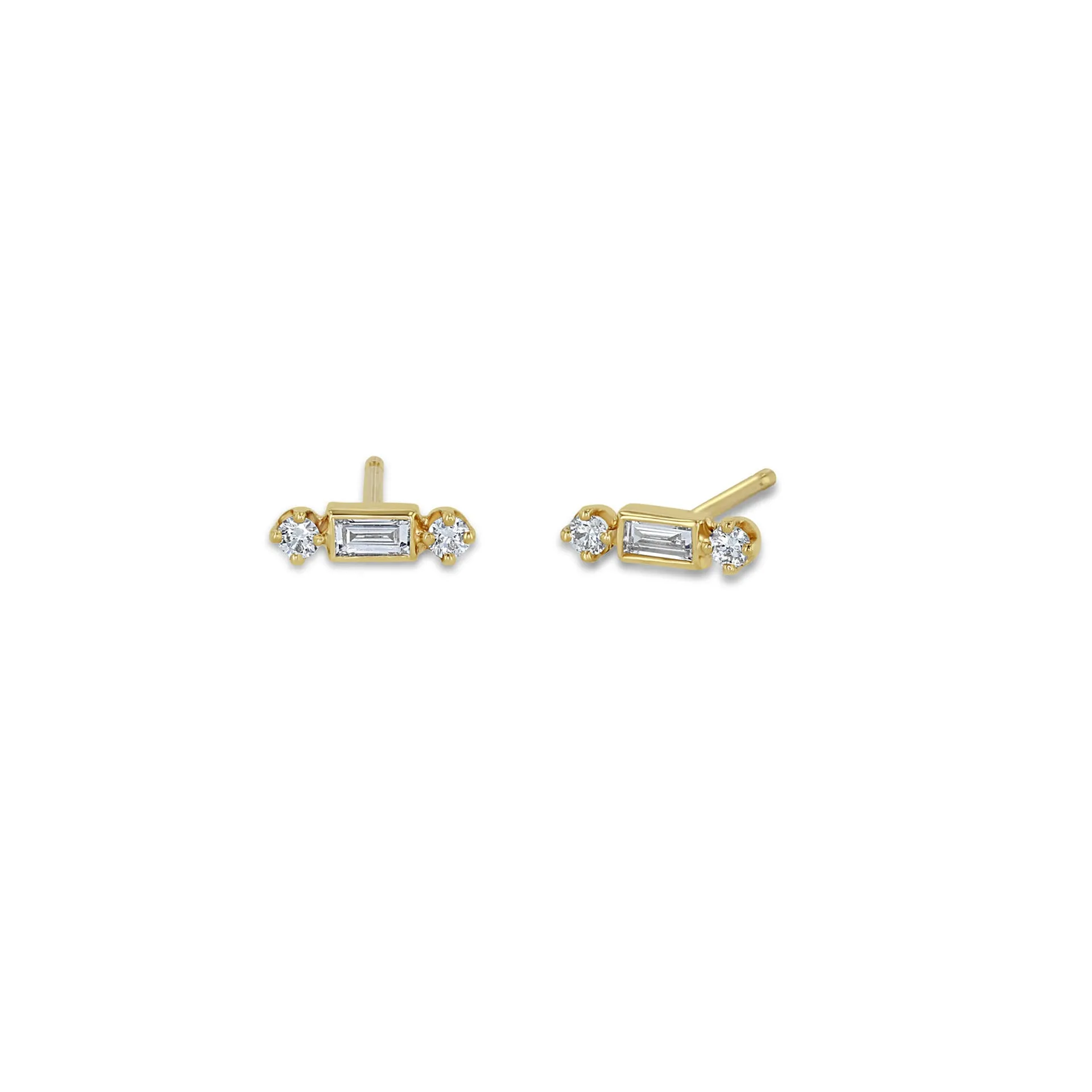 Bezel Baguette Stud Earrings