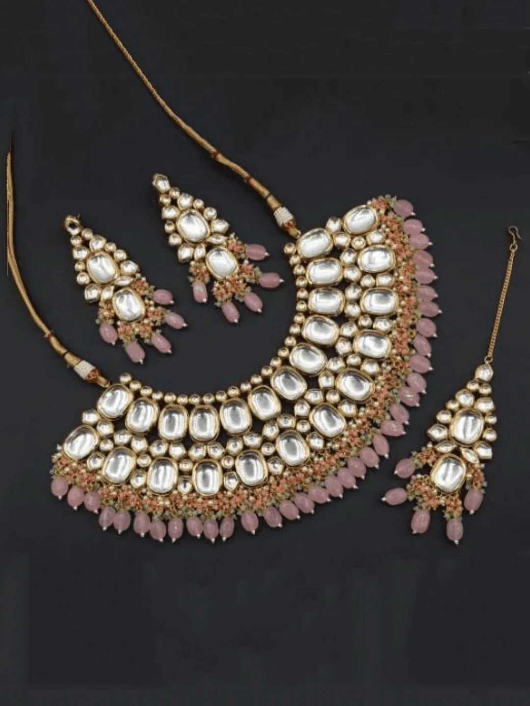 Big Kundan Broad Necklace Set