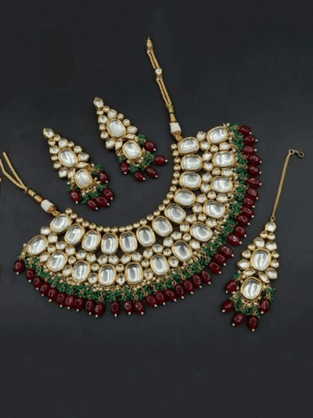 Big Kundan Broad Necklace Set