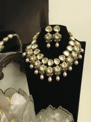 Big Kundan Drop Meena Necklace