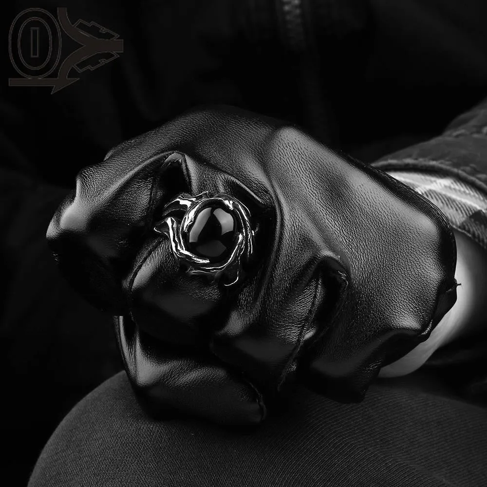 Black Titanium Vintage Punk No Fade Rings