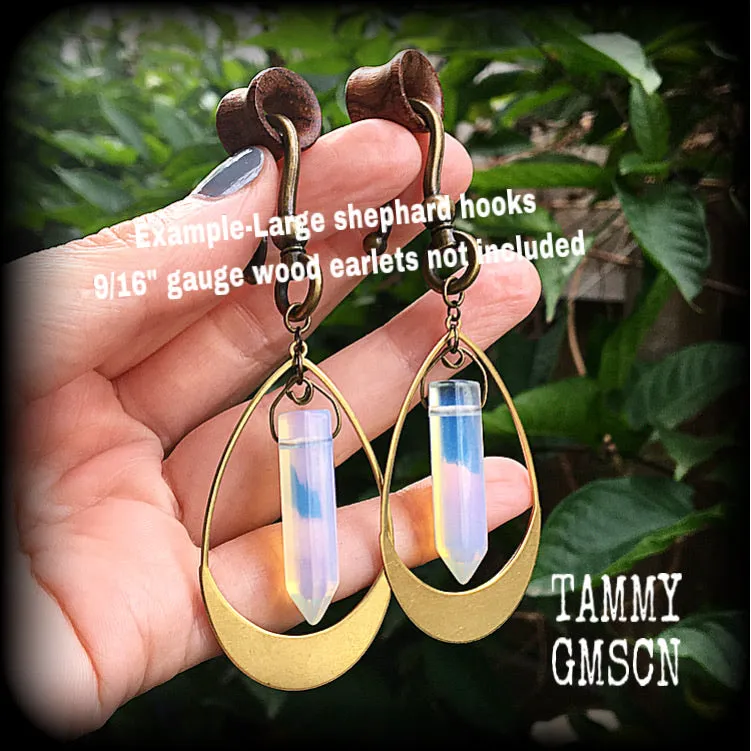 Boho chic gemstone earrings-Opalite and brass gemstone earrings