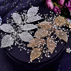 Bridal Hair Brooch Rhinestone Silver or Gold HP-00056