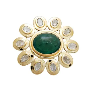 Brooch-Emerald and Diamond  (1696C)