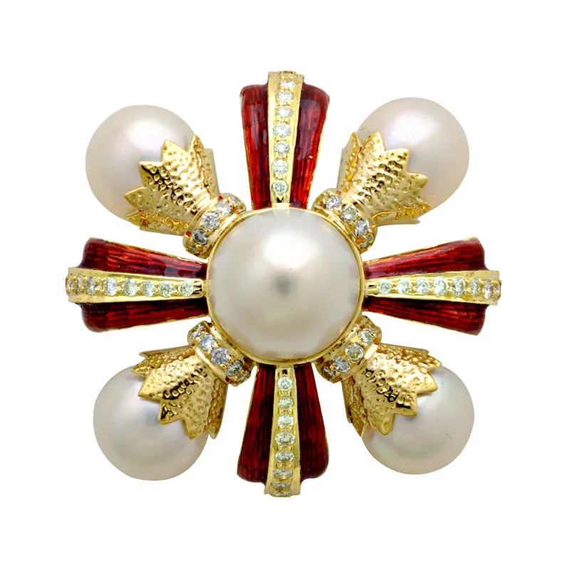 Brooch-South Sea Pearl and Diamond (Enamel)