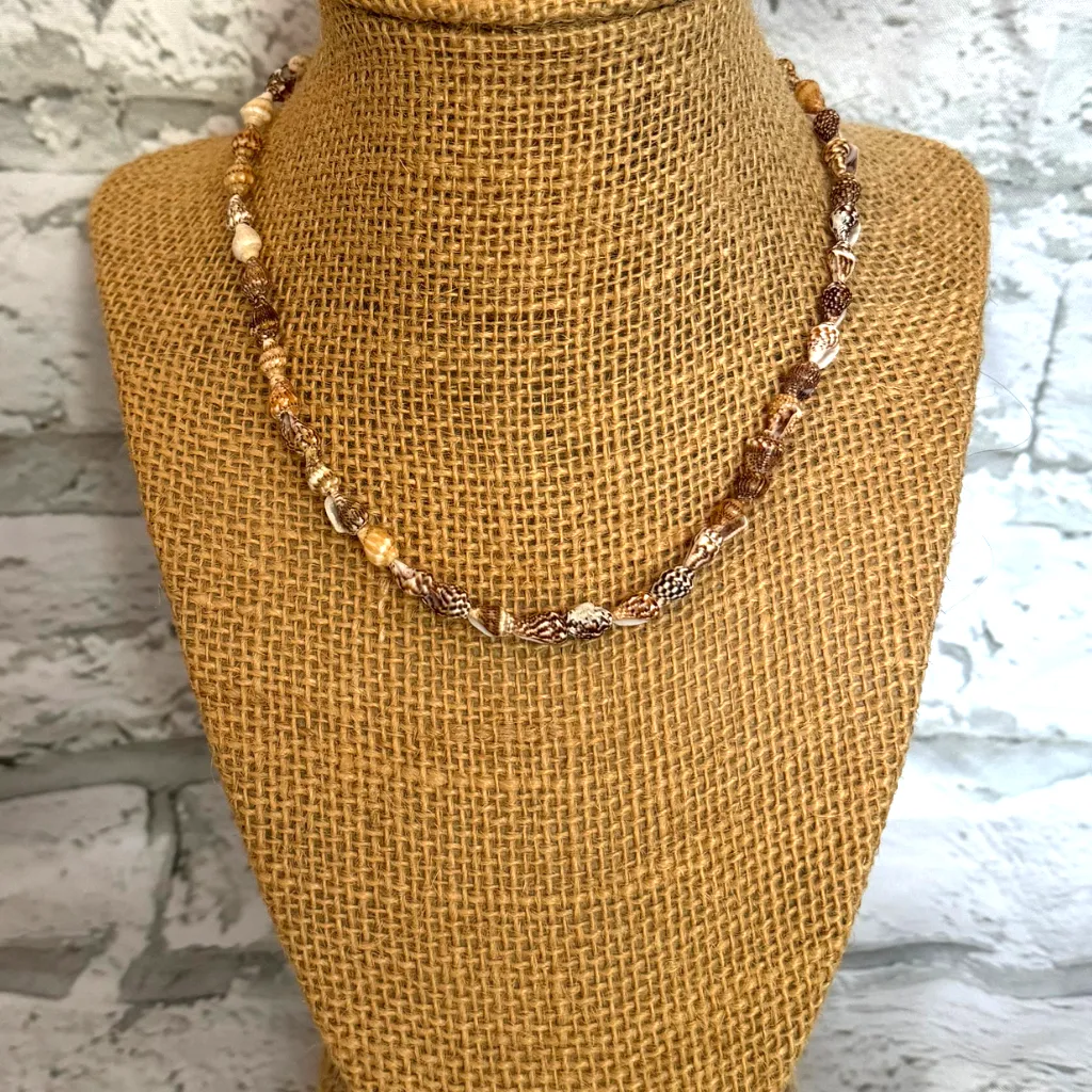 Brown and White Mens Puka Shell Necklace