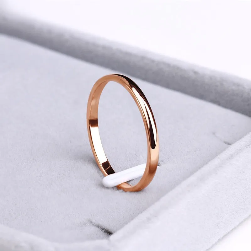 CACANA Stainless Steel Rings Rose Gold Color Anti-allergy Smooth Simple Wedding Couples Rings Bijouterie