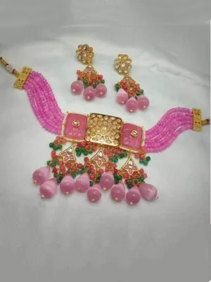 Carved Stone And Kundan Choker