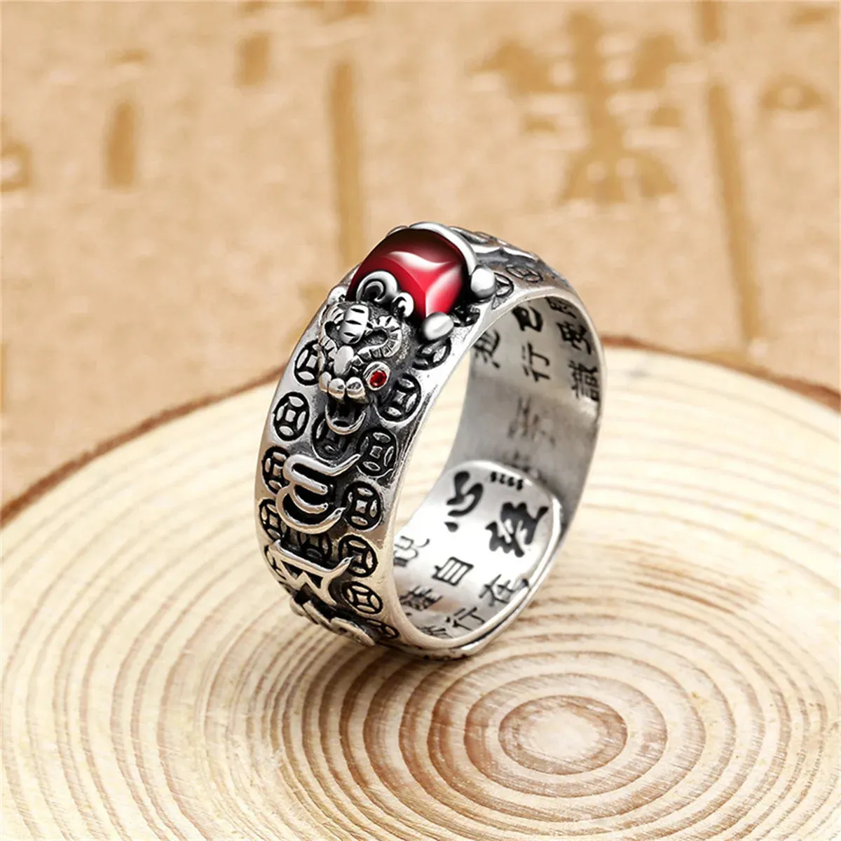 Chinese Feng Shui Pixiu Charms Rings For Women Men Unisex Amulet Wealth Lucky Pixiu Animal Open Ring Buddhist Party Jewelry Gift