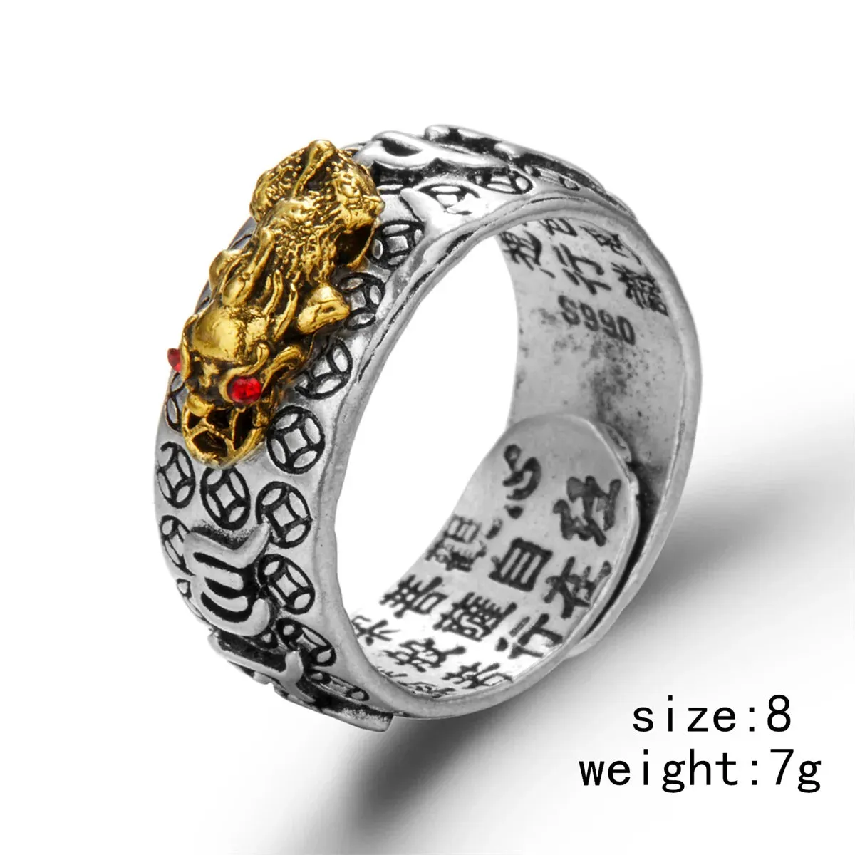 Chinese Feng Shui Pixiu Charms Rings For Women Men Unisex Amulet Wealth Lucky Pixiu Animal Open Ring Buddhist Party Jewelry Gift