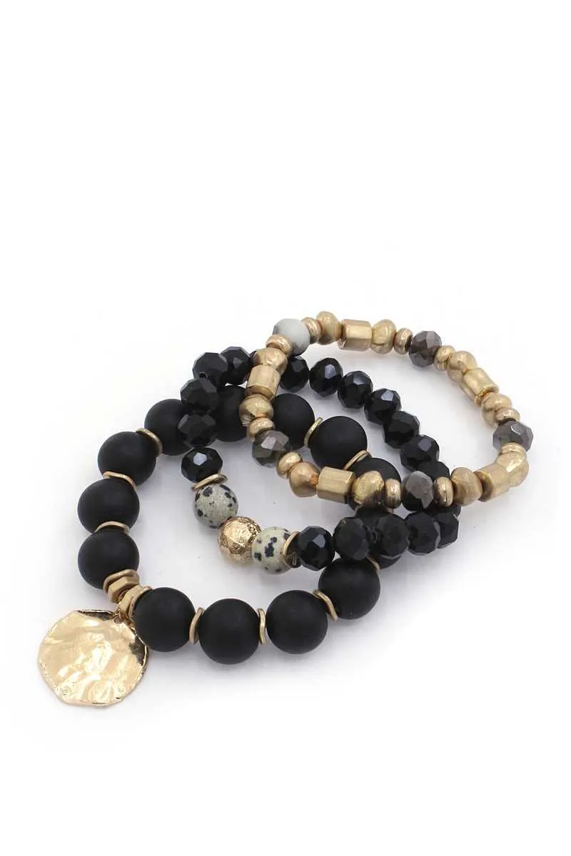 Coin Beaded Stackable Bracelet Set