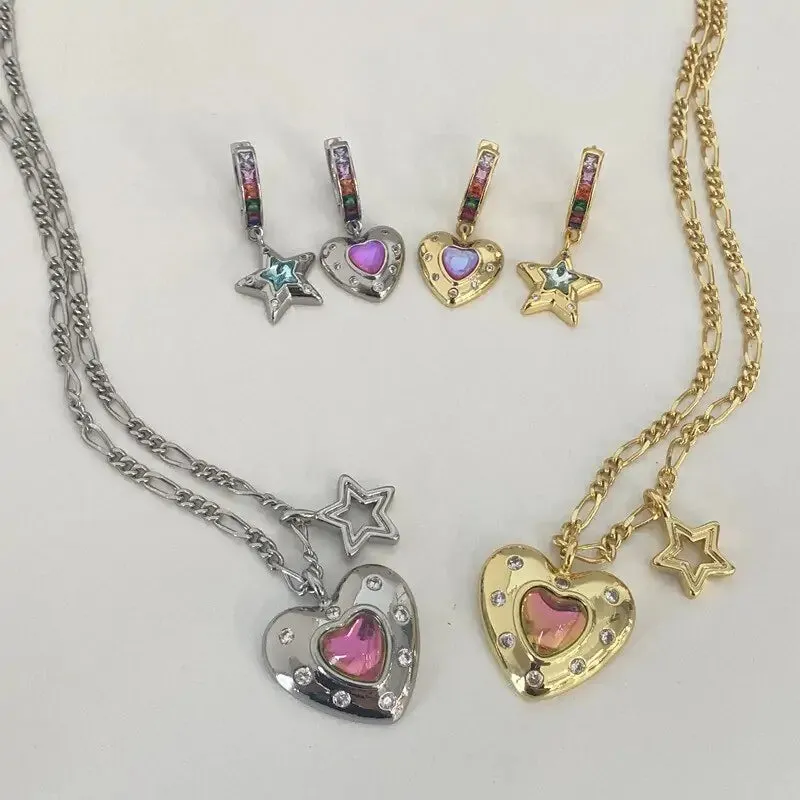 Colorful Love Earrings and Necklace