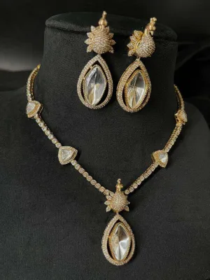 Cubic Zirconia Water Drop Decor Jewelry Set