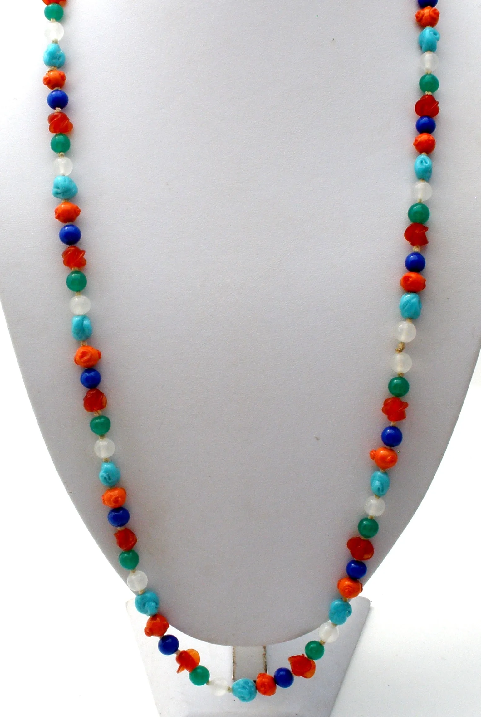 Czech Glass Lampwork Bead Necklace 34" Art Deco