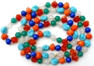 Czech Glass Lampwork Bead Necklace 34" Art Deco