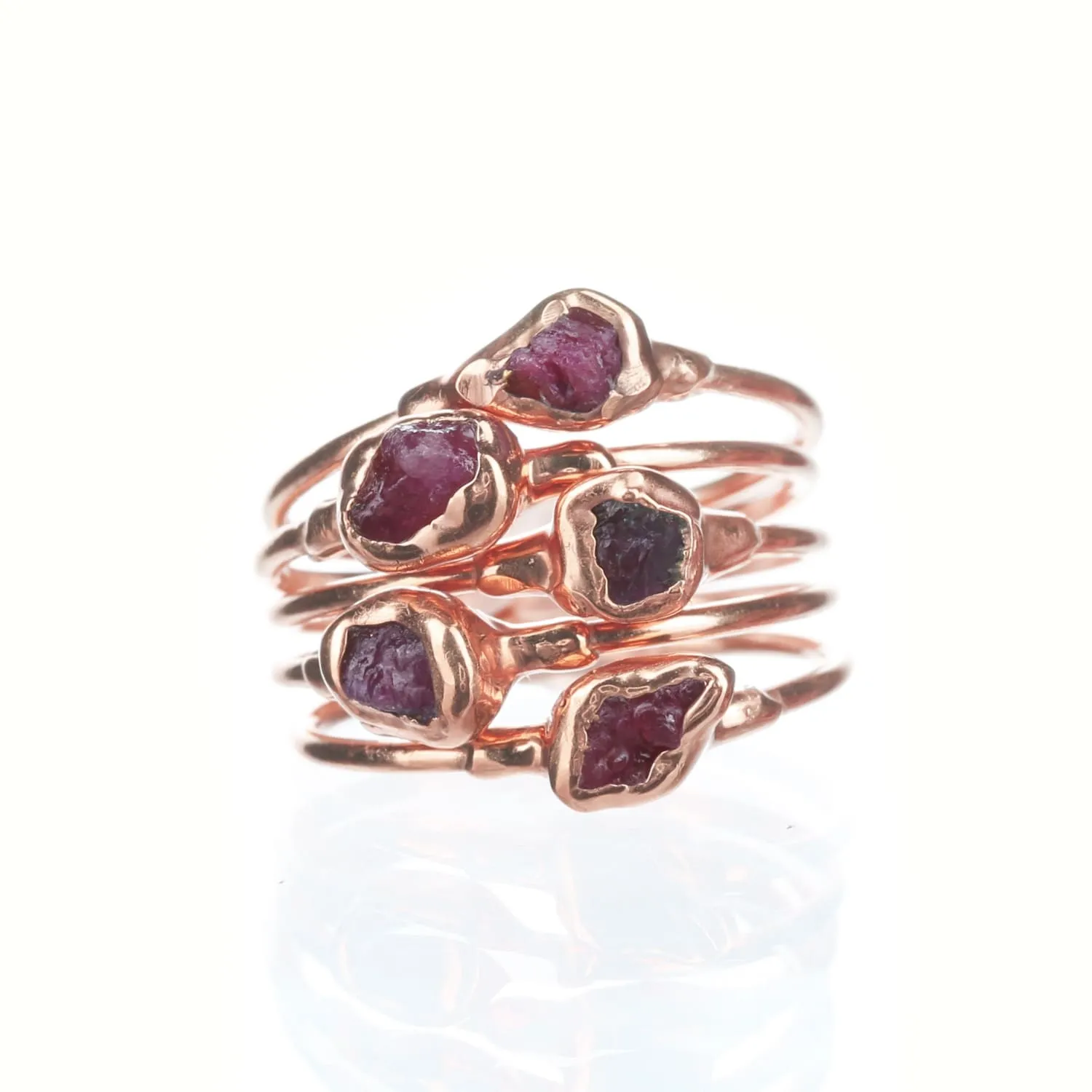 Dainty Raw Ruby Ring in Rose Gold