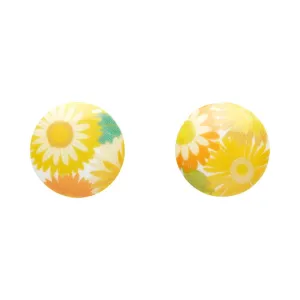 Daisy Rounded Stud Earrings - Yellow