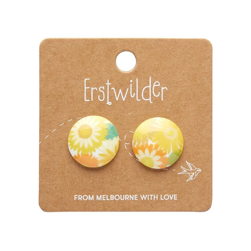 Daisy Rounded Stud Earrings - Yellow