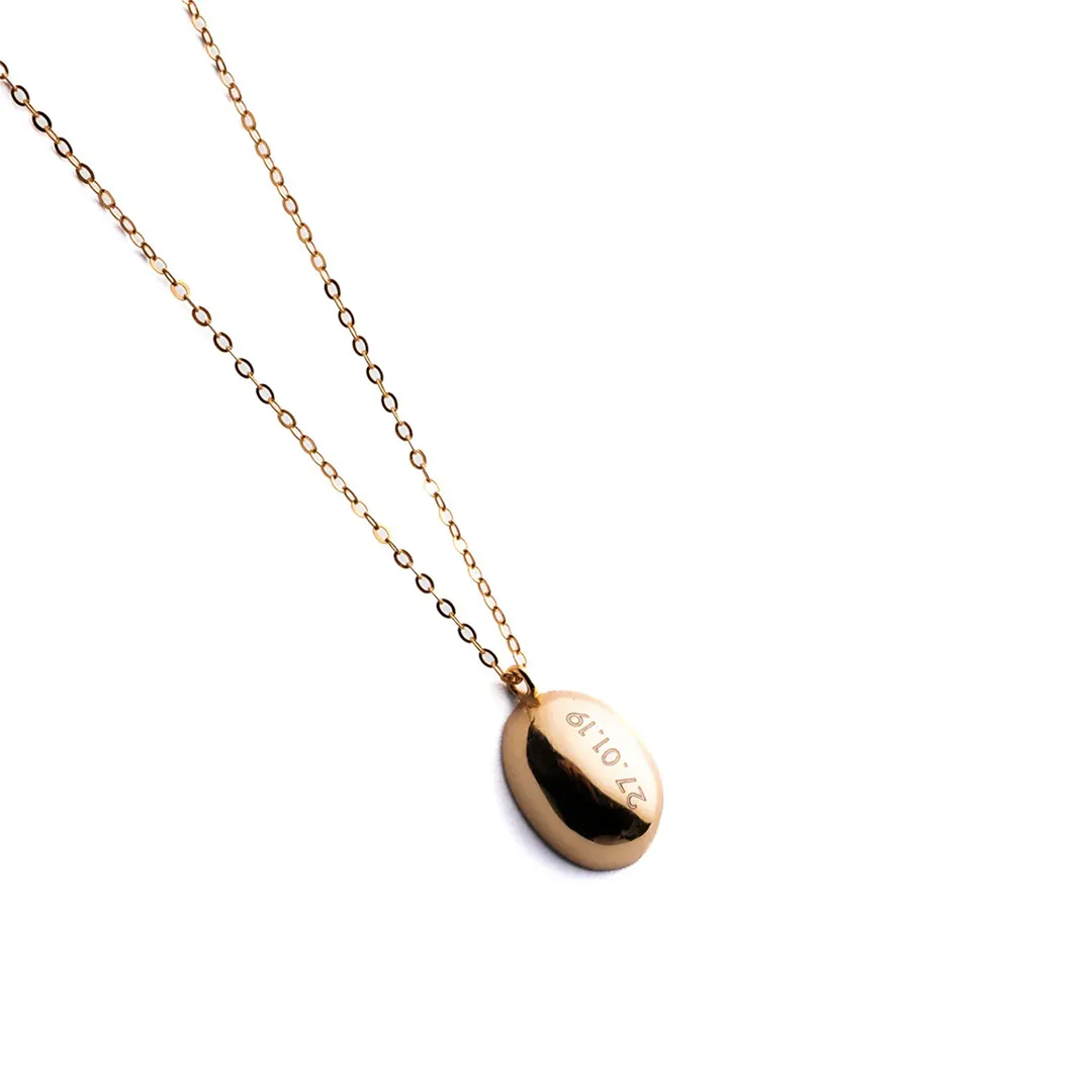 Dome Date Engraved Necklace - Gold Vermeil