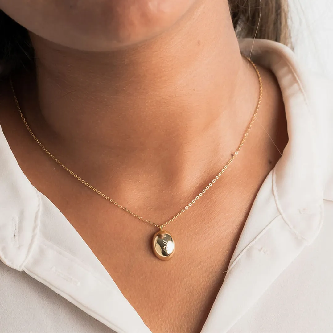 Dome Date Engraved Necklace - Gold Vermeil