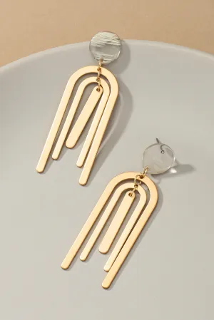 Double Metal Arch and Stick Drop Earring