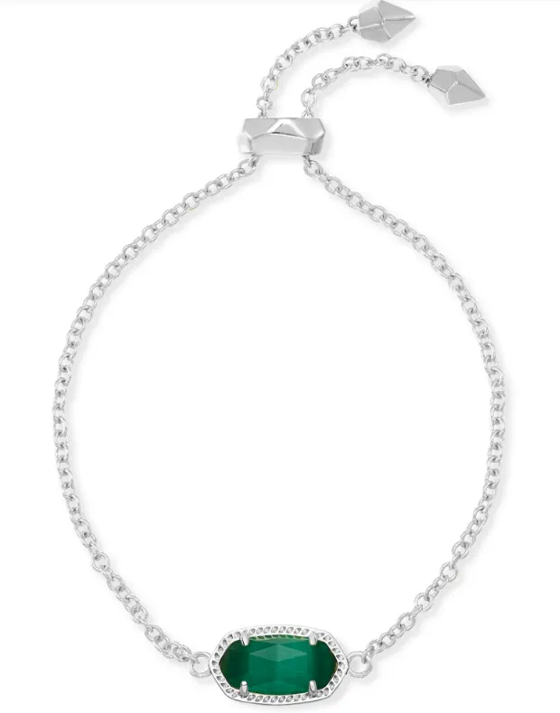 Elaine Rhodium Emerald Cats Eye Delicate Chain Bracelet by Kendra Scott