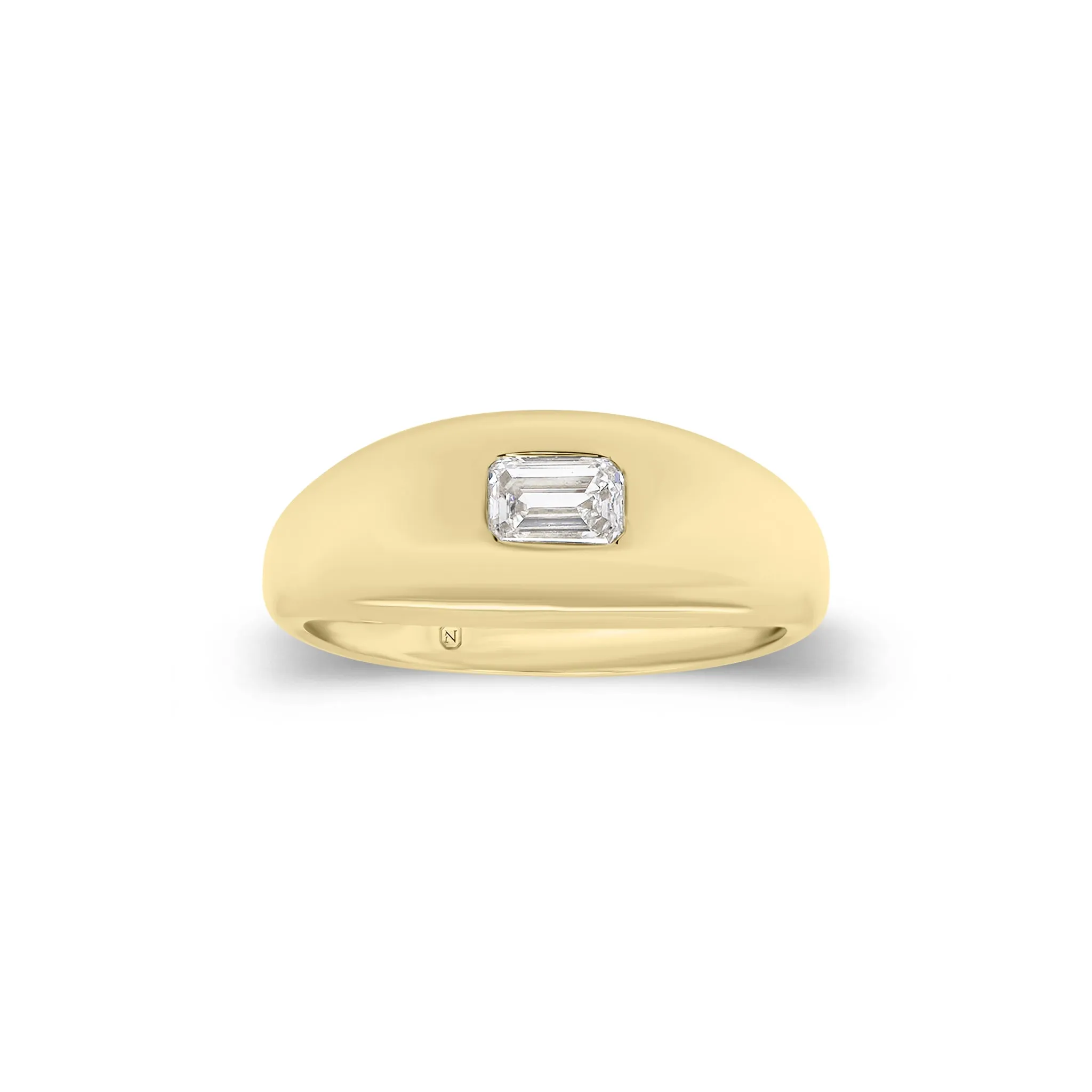 Emerald-Cut Diamond Dome Ring