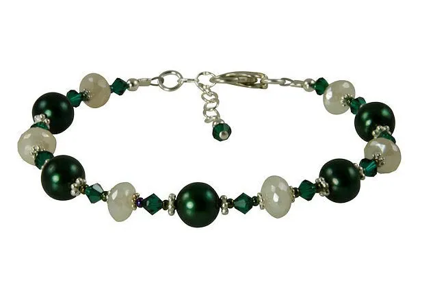 Emerald Pearl Chalcedony Gemstone Bracelet