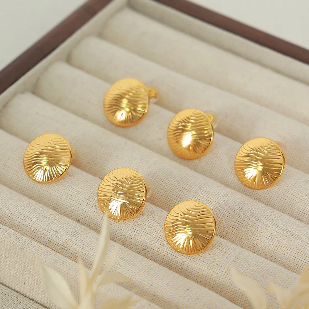 European Chic Titanium Steel Gold-Plated Ripple Earrings