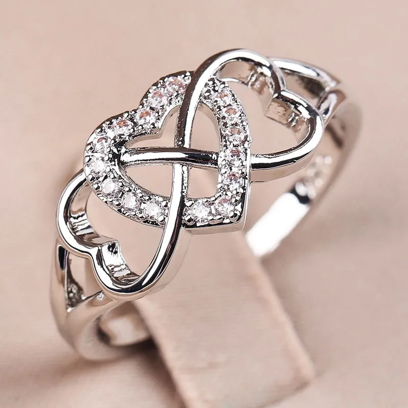 Exquisite White Glass Filled Glass Filledia Wedding Rings / Charm  Silver Color Engagement Ring