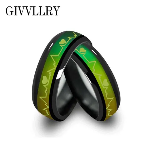 Fashion Titanium Black Mood Rings Temperature Emotion Feeling Engagement Rings Women Men 2017 Promise Rings For Couples Jewelry