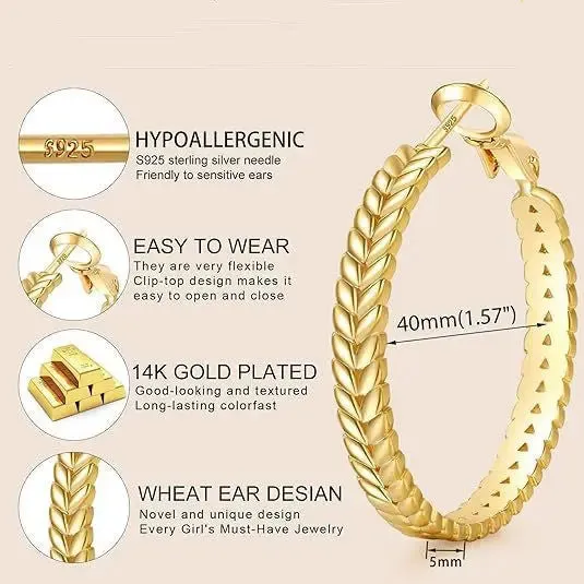 Fashion Wheat Ring Silver Earrings