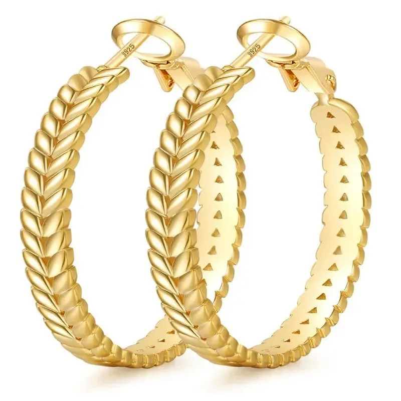 Fashion Wheat Ring Silver Earrings