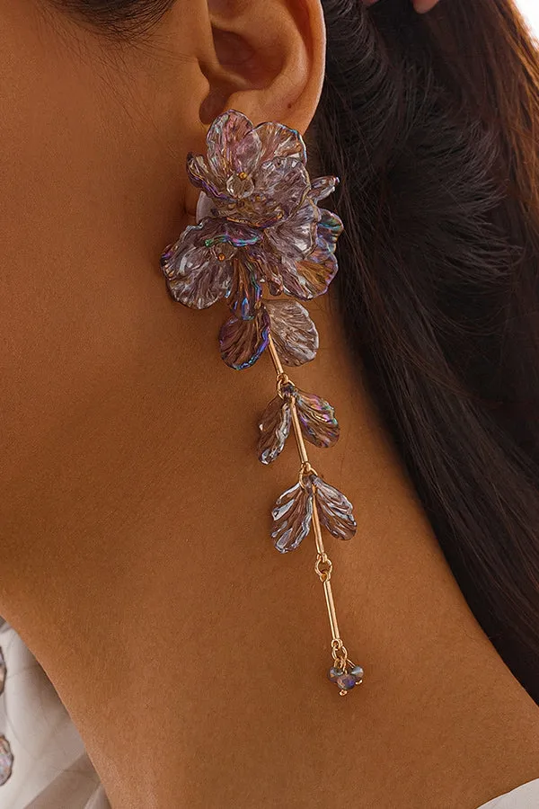 Fashionable Tassel Floral Mermaid Pearlescent Earrings