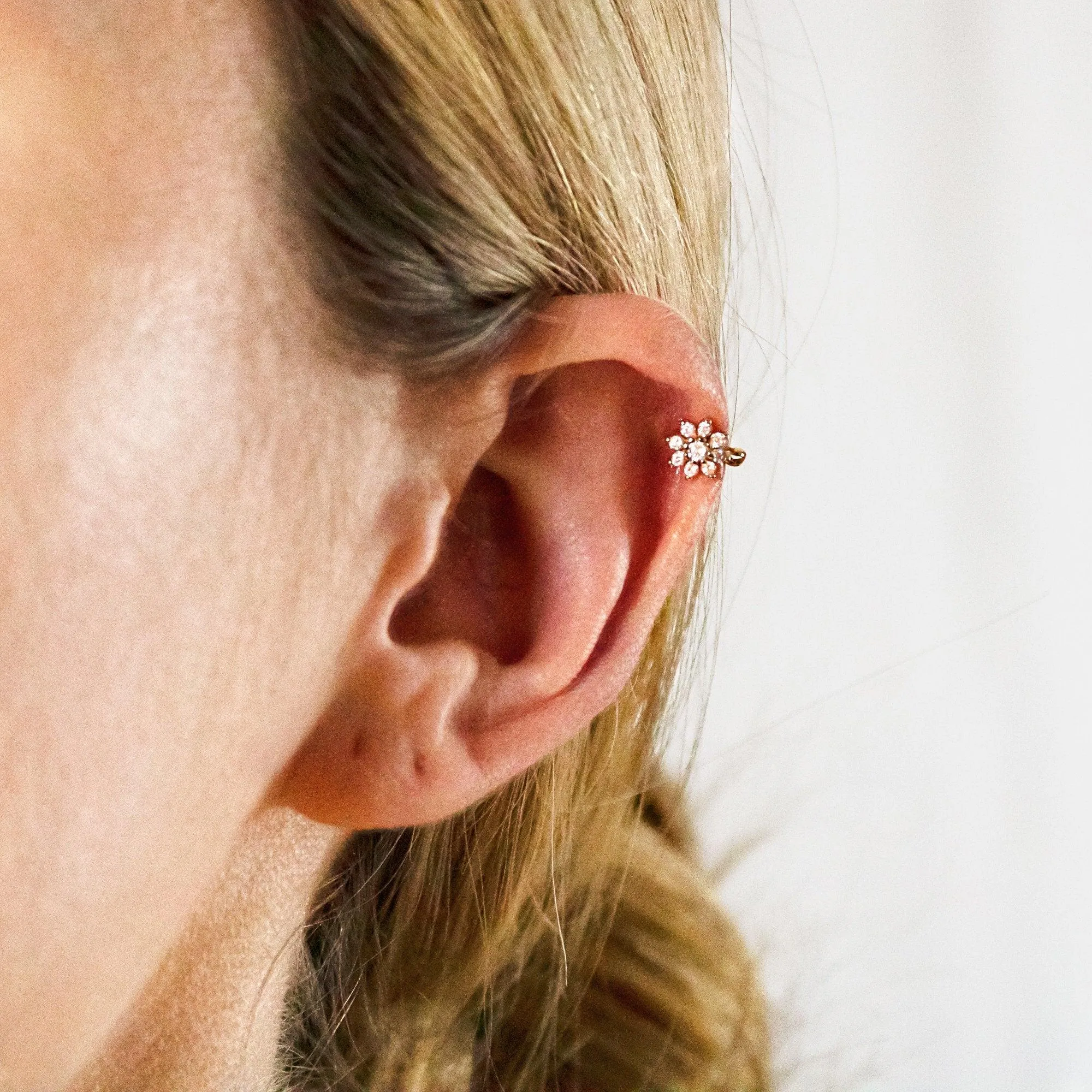 Flower CZ Helix 8 Petal Hoops, Gold, Silver SHEMISLI SH103