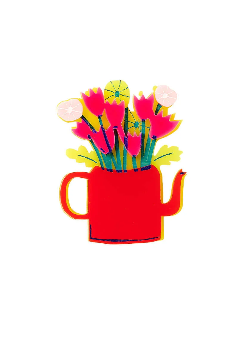 Flower Teapot Brooch