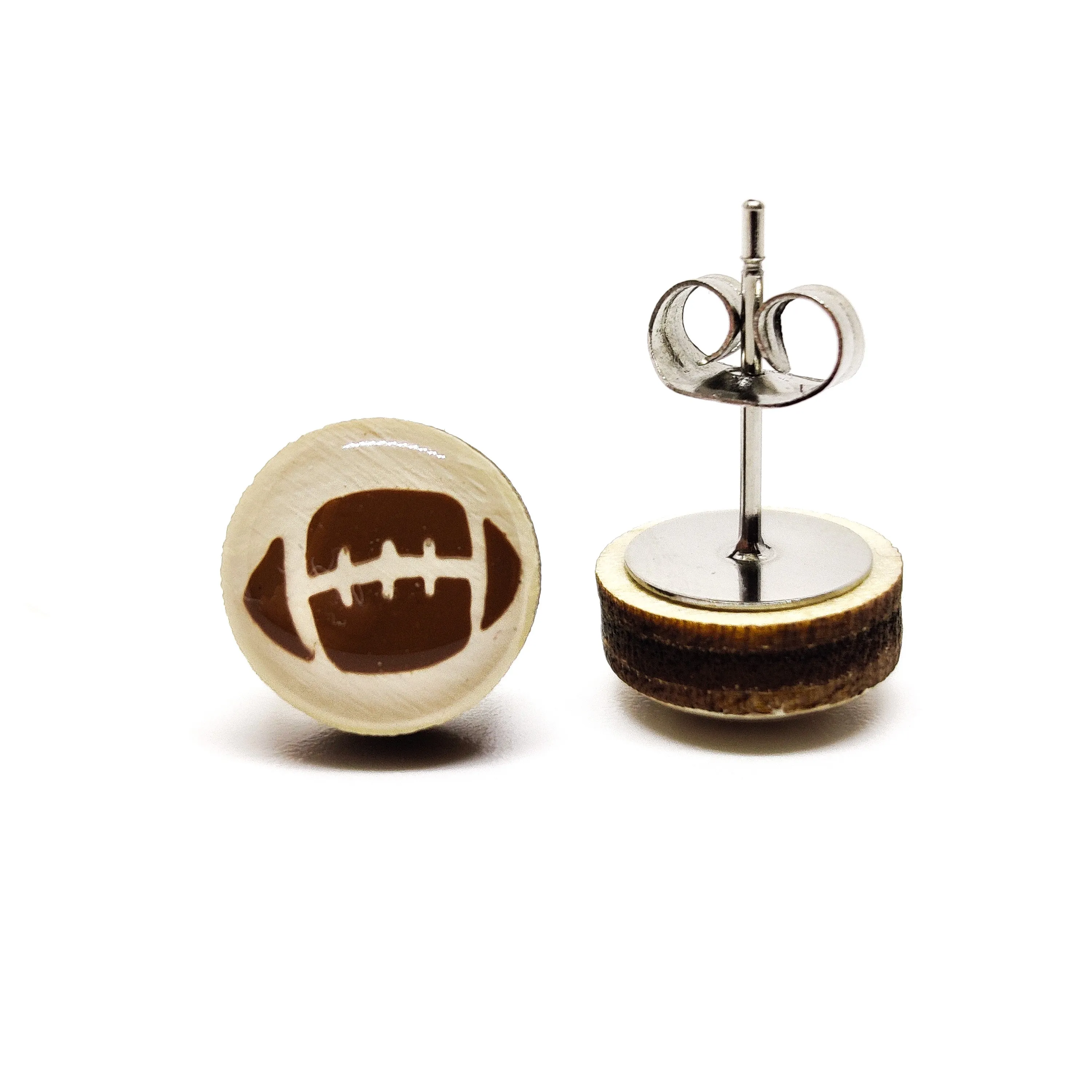 Football Stud Earrings by Candi Cove Designs