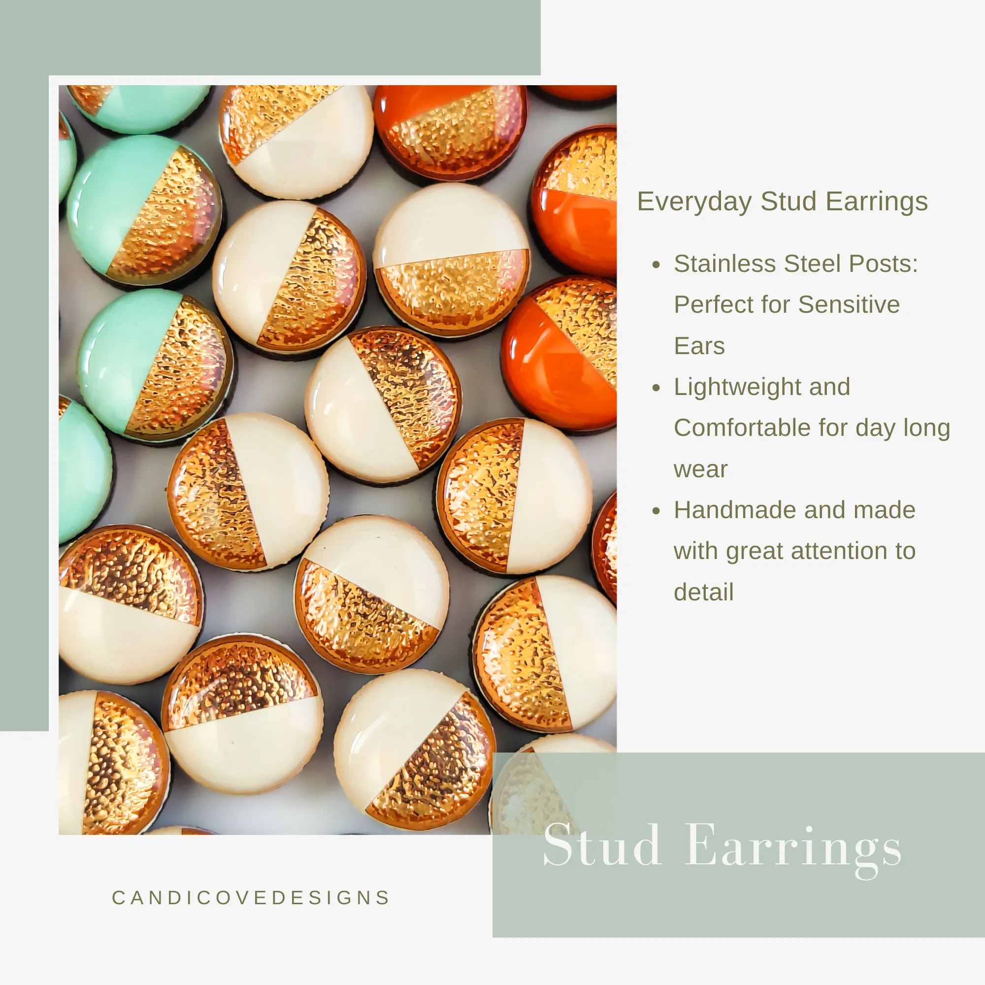 Football Stud Earrings by Candi Cove Designs