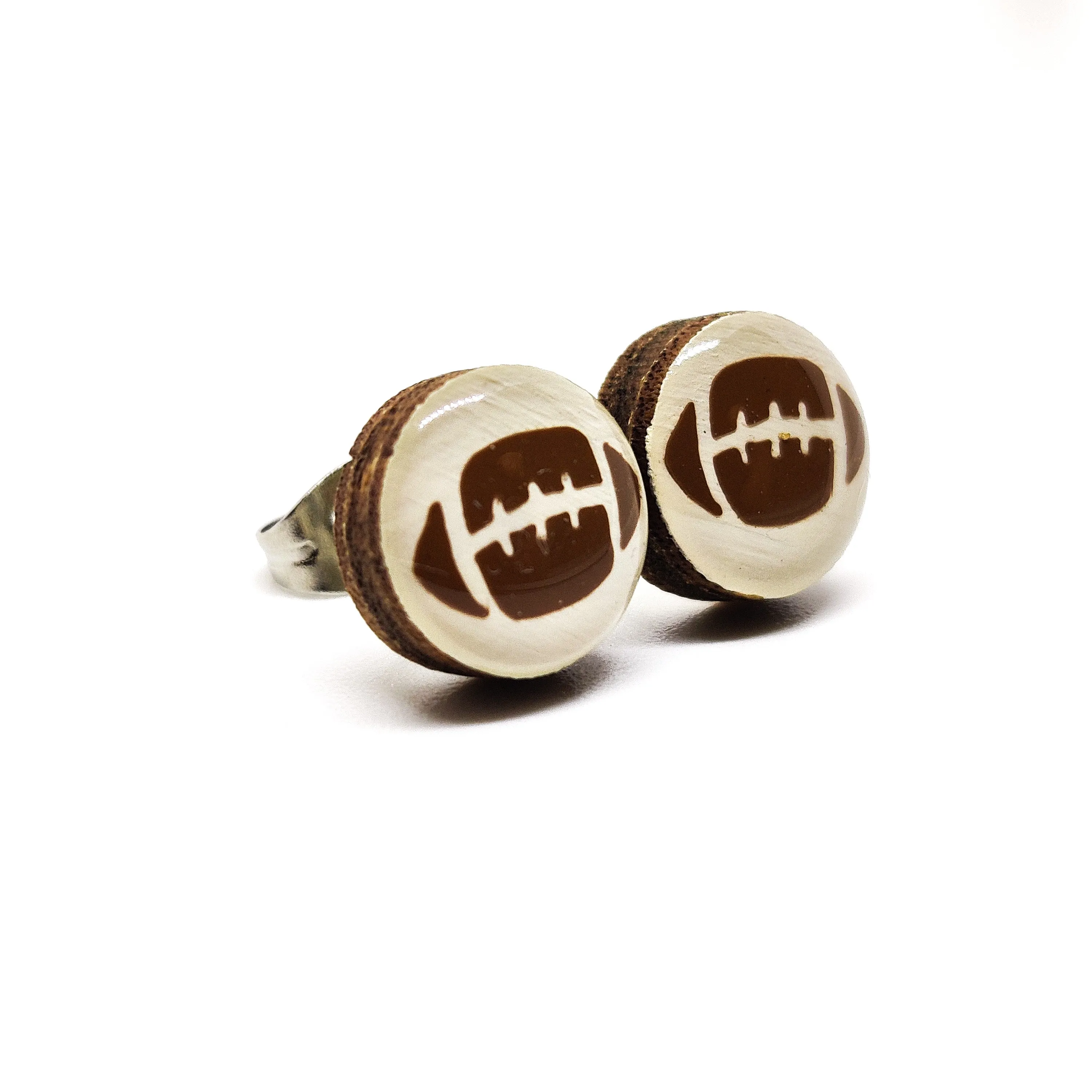 Football Stud Earrings by Candi Cove Designs