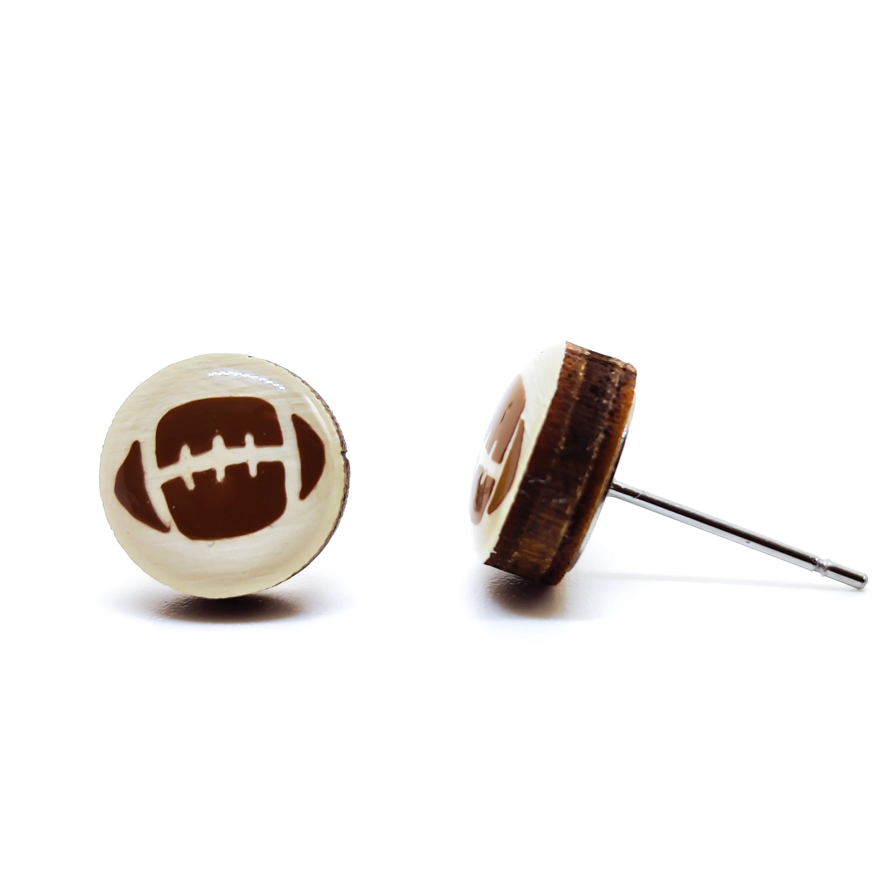 Football Stud Earrings by Candi Cove Designs