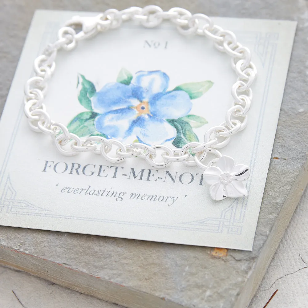 Forget-Me-Not Silver Personalised Charm Bracelet