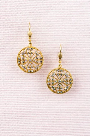 French Crystal Medallion Earrings