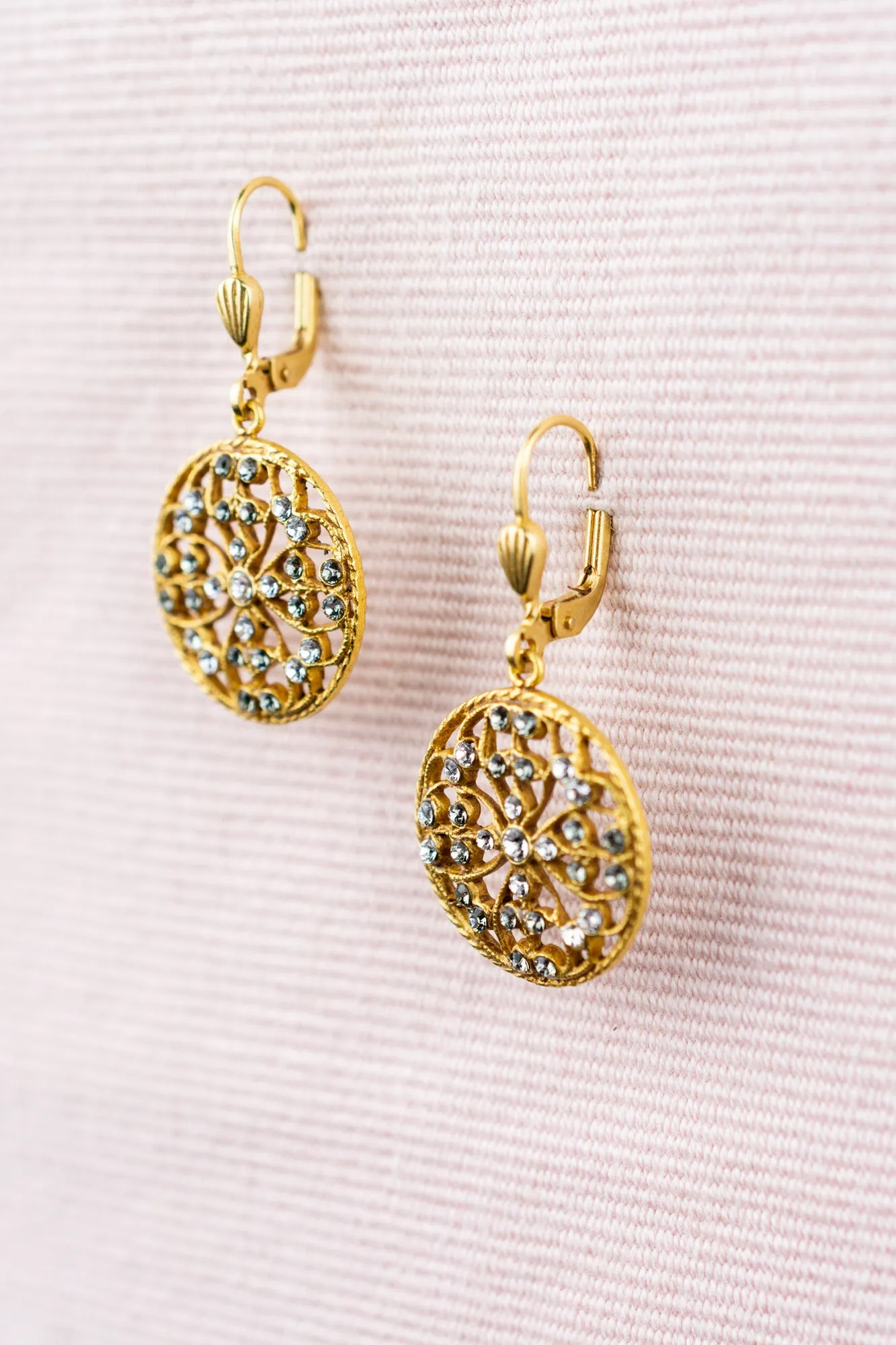 French Crystal Medallion Earrings